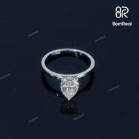 Solitaire Pear Cut Diamond Engagement Ring Bornreal Jewelry