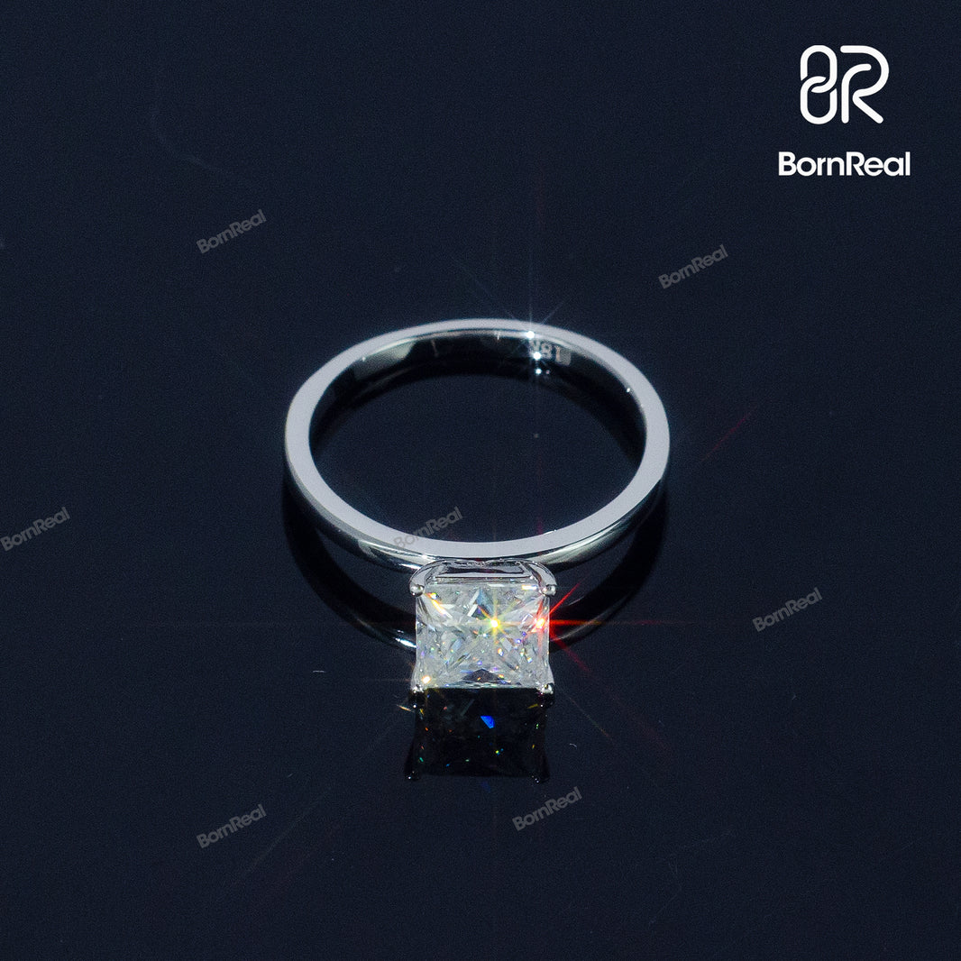 Princess Cut Moissanite Solitaire Engagement Ring 925 Silver 10K/14K/18K Real Gold Diamond Jewelry