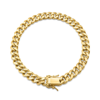 18K Real Gold 8MM Solid Cuban Link Chain Bracelet