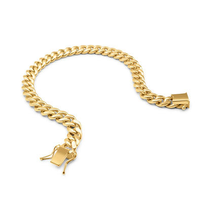18K Real Gold 8MM Solid Cuban Link Chain Bracelet