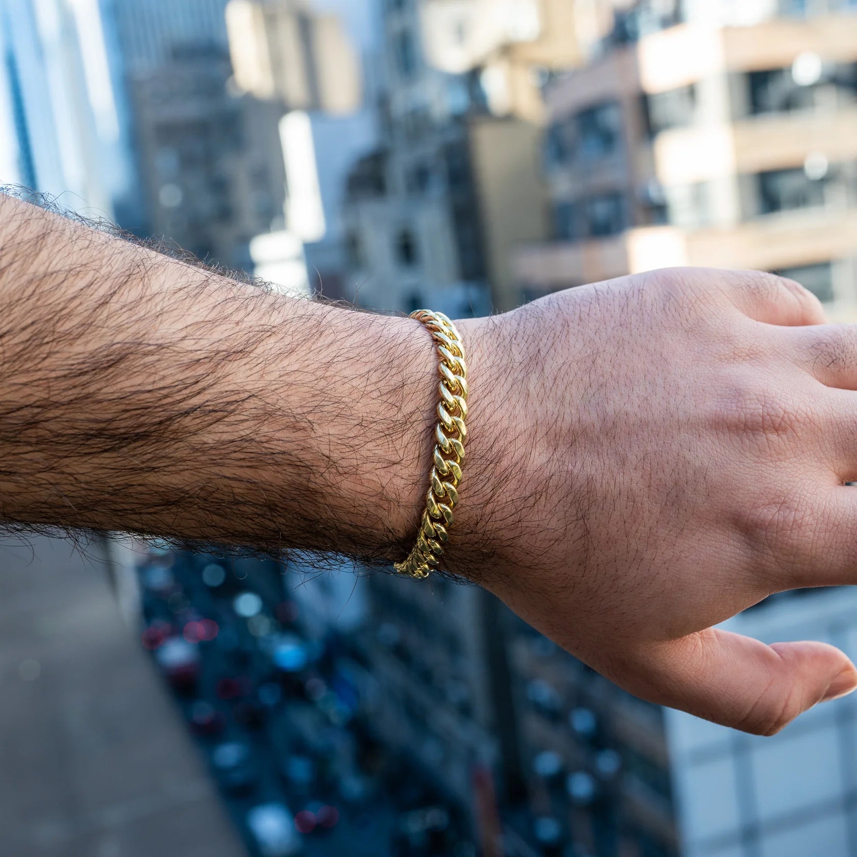 18K Real Gold 8MM Solid Cuban Link Chain Bracelet