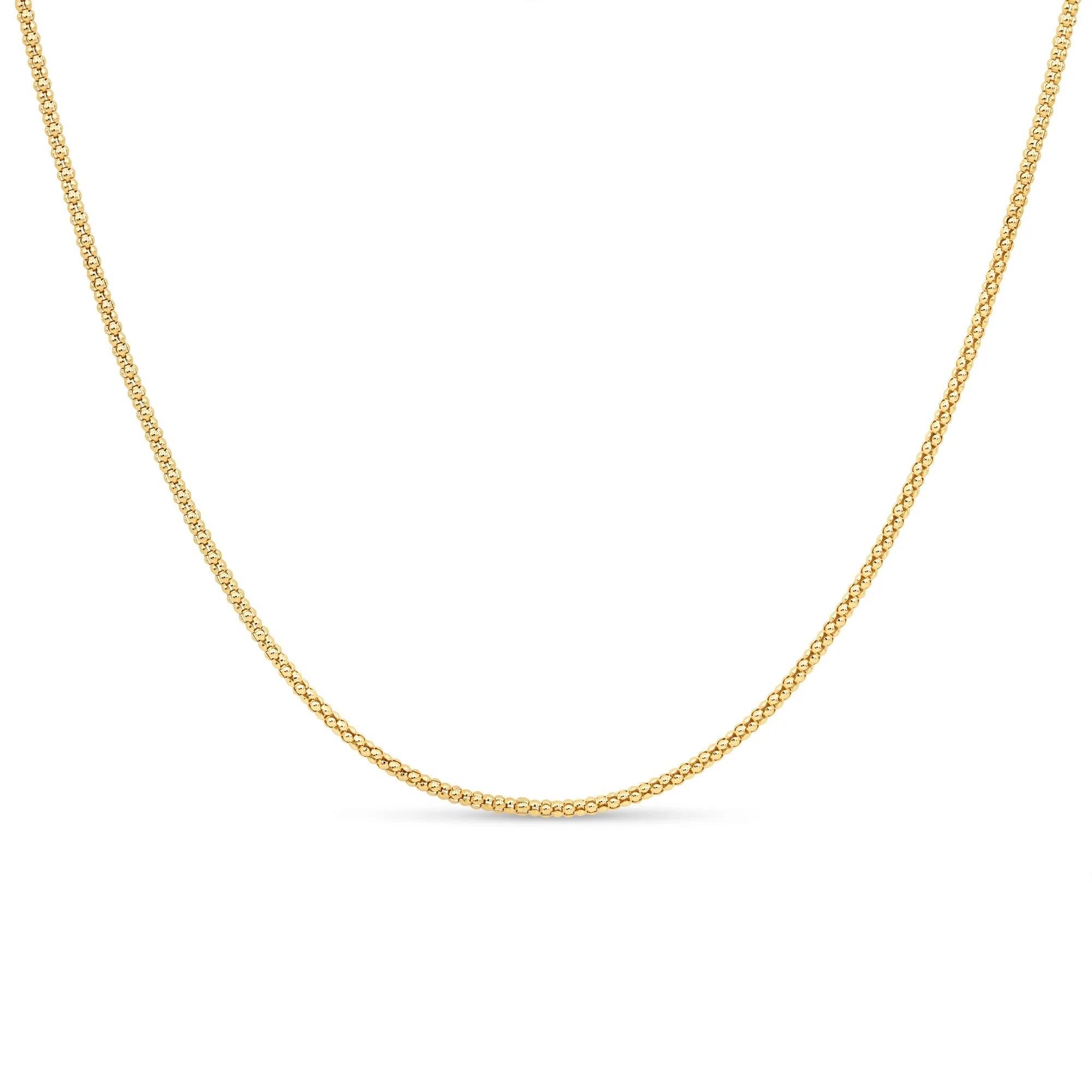 18K Yellow Gold 2.2MM Popcorn Chain Necklace
