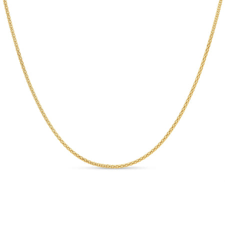 18K Yellow Gold 2.2MM Popcorn Chain Necklace