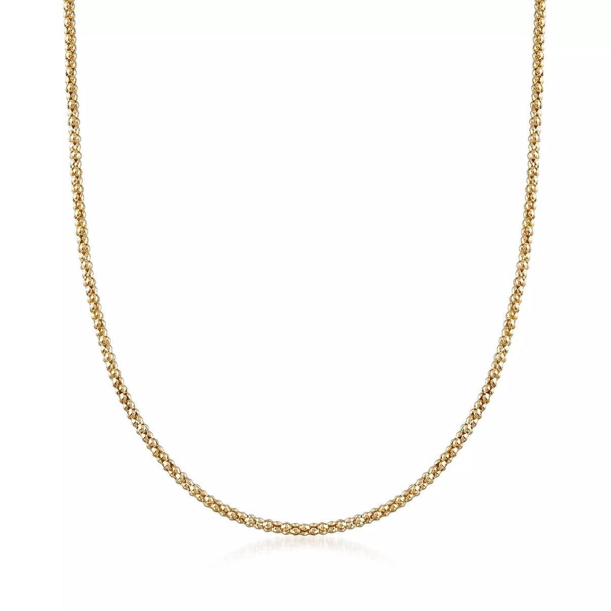 18K Yellow Gold 2.2MM Popcorn Chain Necklace