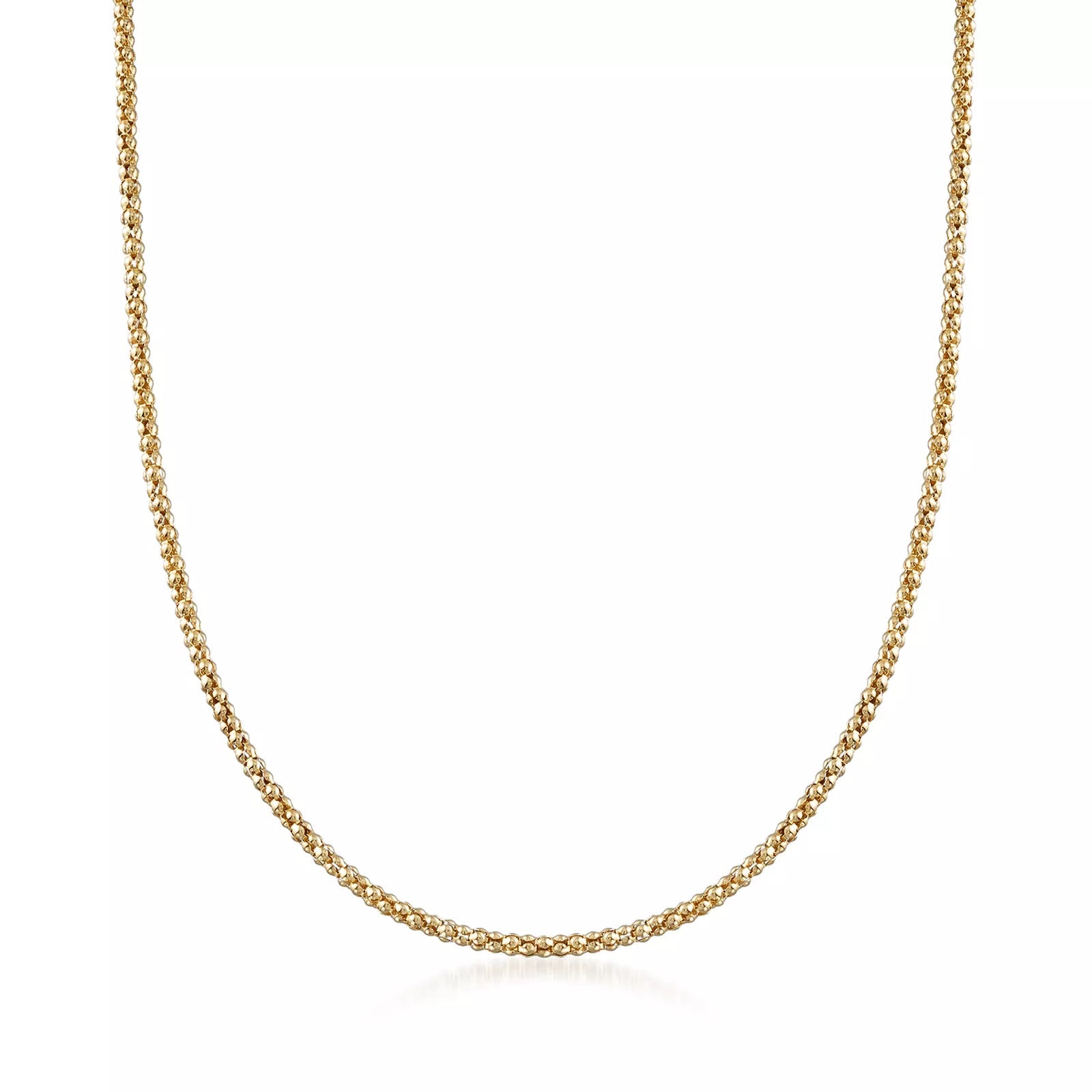 18K Yellow Gold 2.2MM Popcorn Chain Necklace