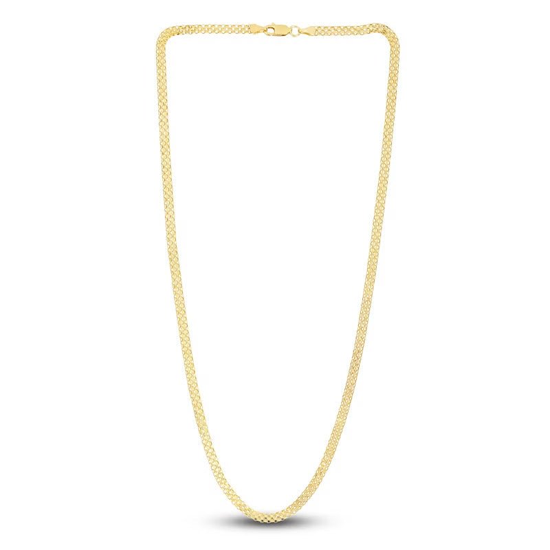 18K Yellow Gold 3.5MM Bismarck Chain Necklace