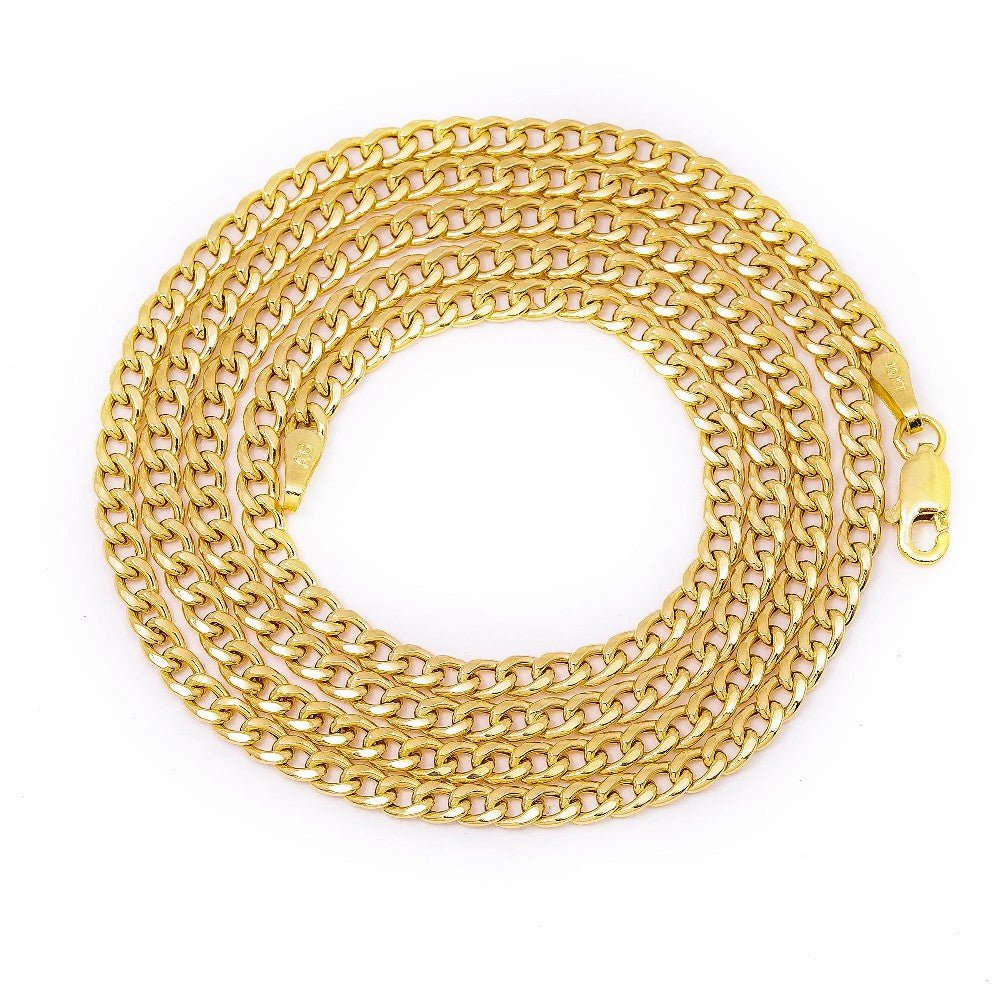 18k Yellow Gold Hollow Cuban Link Chain fine jewelry