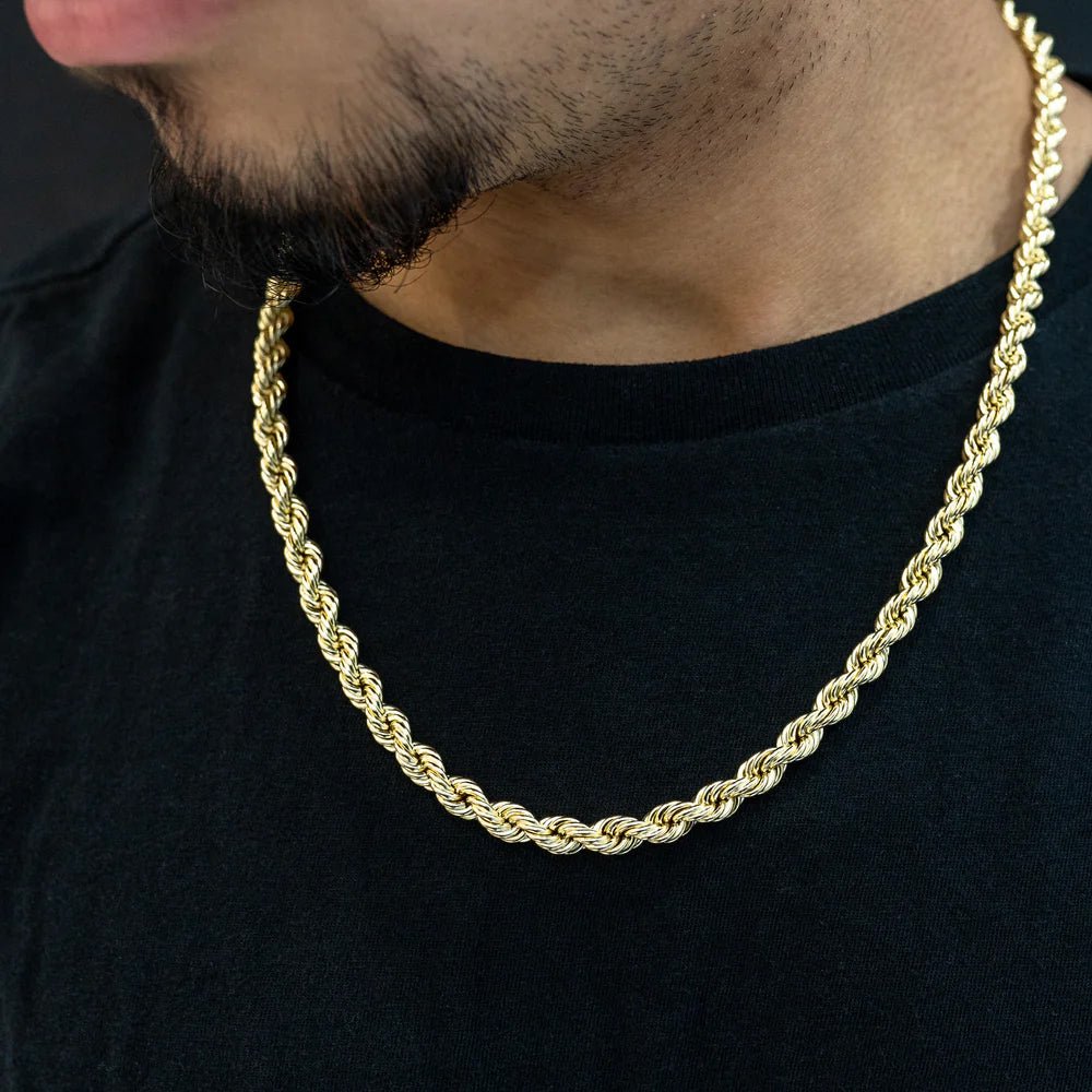 18K Yellow Gold Hollow Rope Chain Rope Chain Hip Hop Necklace