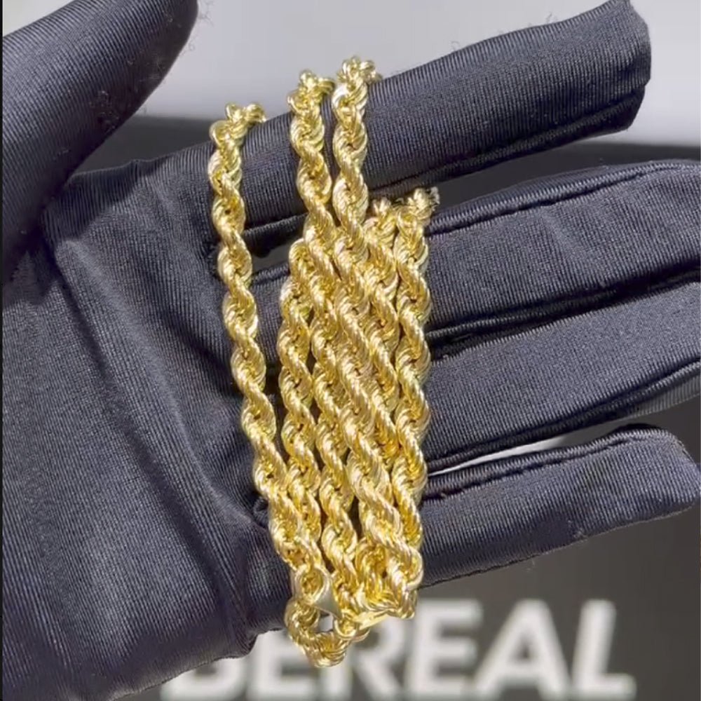 18K Yellow Gold Hollow Rope Chain Rope Chain Hip Hop Necklace