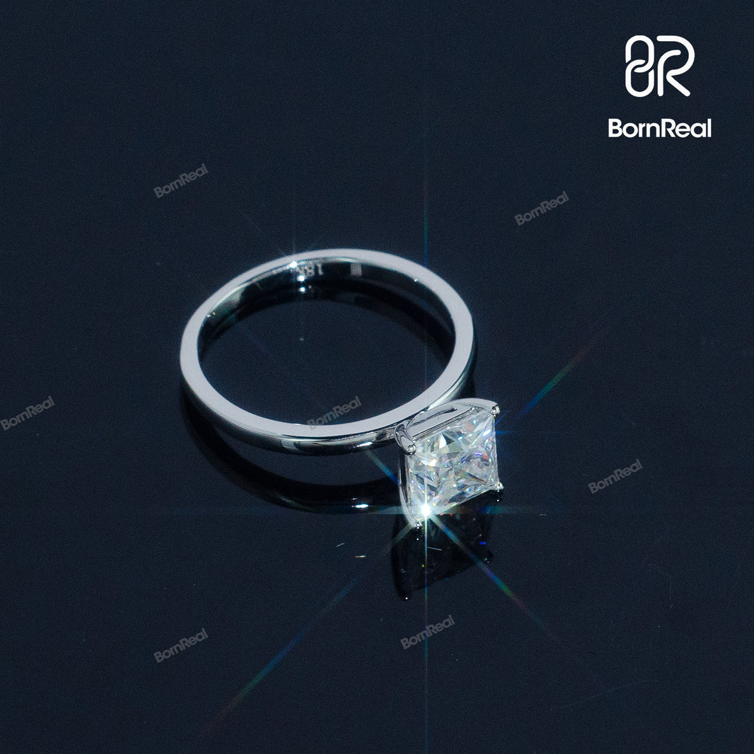 Princess Cut Moissanite Solitaire Engagement Ring 925 Silver 10K/14K/18K Real Gold Diamond Jewelry