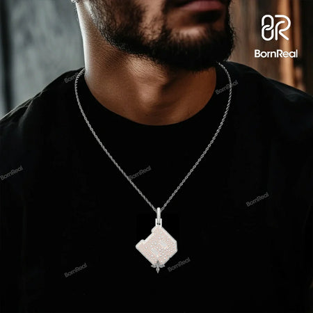 Pendentif personnalisé en argent avec lettre R glacée 