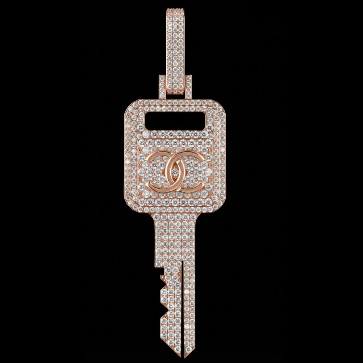 Iced Logo Key Pendant Necklace