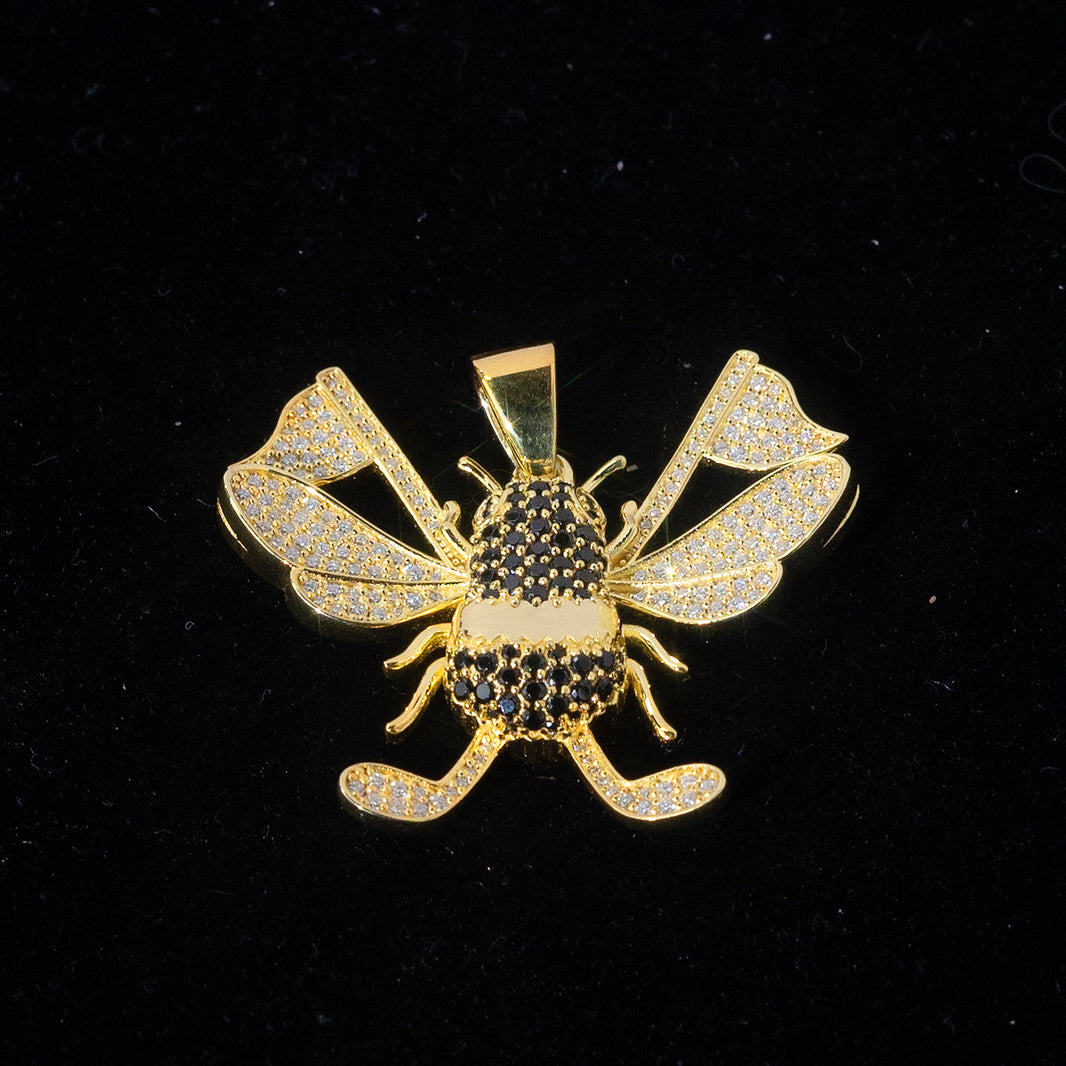 Custom Iced Bee Moissanite Pendant
