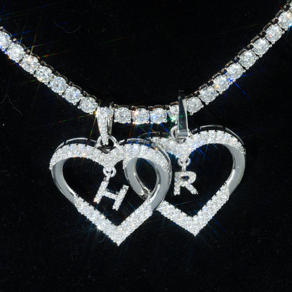 Custom Heart Initial Moissanite Pendant （Only 1pc)