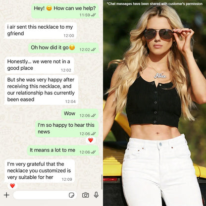 Colgante con nombre personalizado en cursiva de plata 925 con hielo