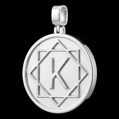 Pendentif personnalisé en forme de cercle glacé taille baguette en pierre noire et blanche