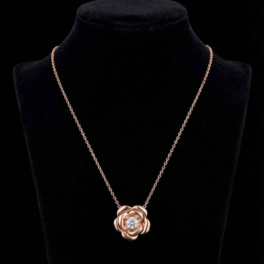 Rose Bloom Solitaire Pendant