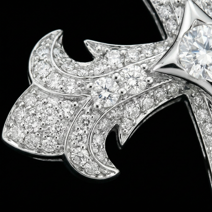 Colgante de cruz clásica de 1,5 pulgadas con acabado helado, joyería de plata 925 