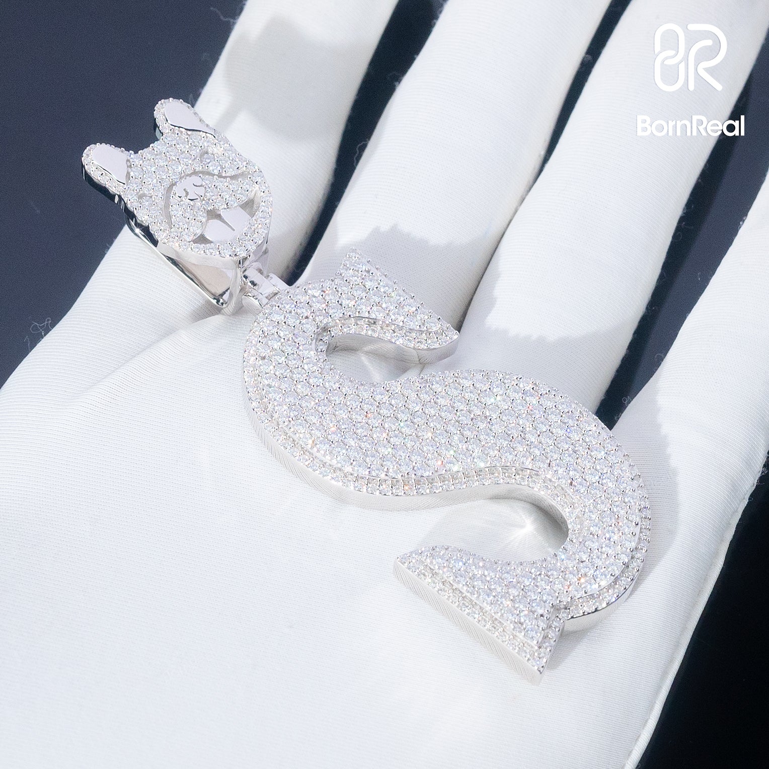 Bornreal x Splack: Limited Edition Initial S Letter Pendant VVS Moissanite Sterling Silver Pendant