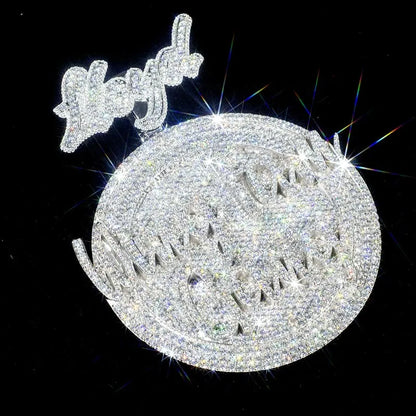 Pendentif personnalisé en argent sterling entièrement glacé en or rose 