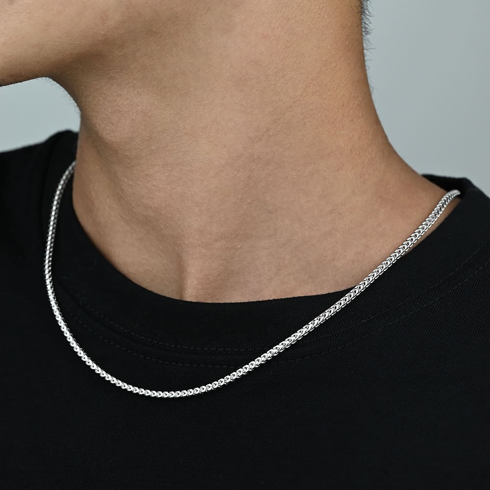 Solid 925 Sterling Silver Franco Chain 2.5mm Hip Hop Mens Necklace