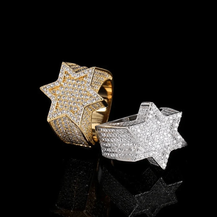 925 Silver VVS Moissanite Stars Ring Men Handmade Fine Jewelry