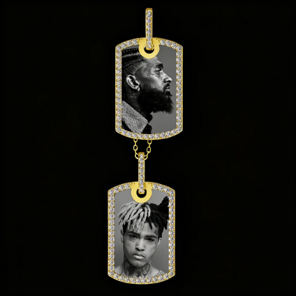 Custom Double Dog Tag Photo Frame Pendant