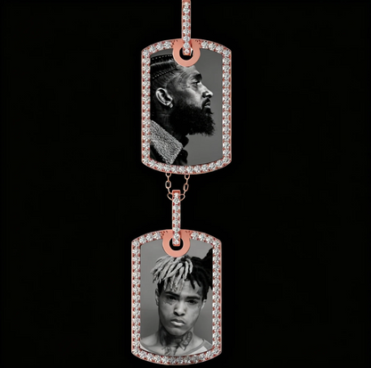 Custom Double Dog Tag Photo Frame Pendant