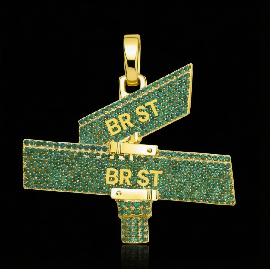 Custom Iced Street Sign Pendant