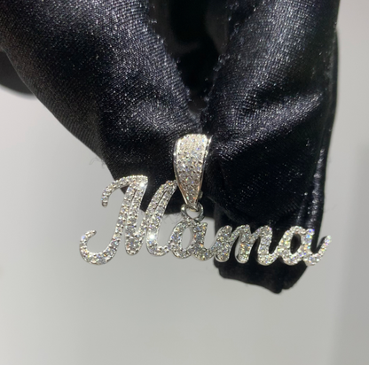 (2 Pcs) Iced Out 925 Silver Custom Name Cursive Pendant