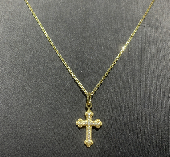 Micro Iced Cross Charm 925 Sterling Silver
