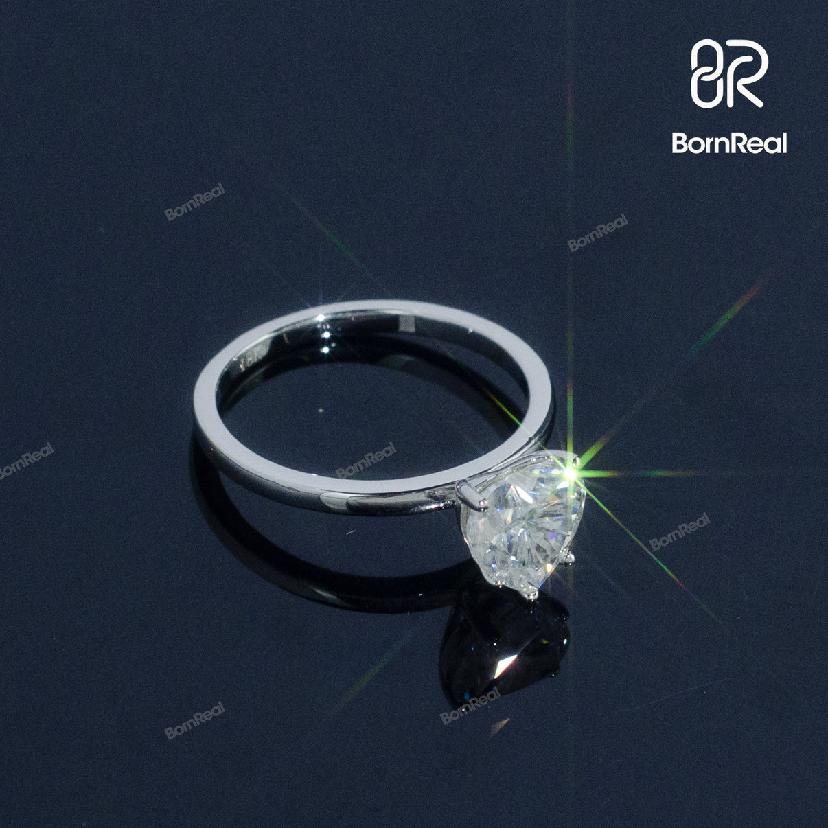 Solitaire Heart Shape Diamond Engagement Ring Bornreal Jewelry
