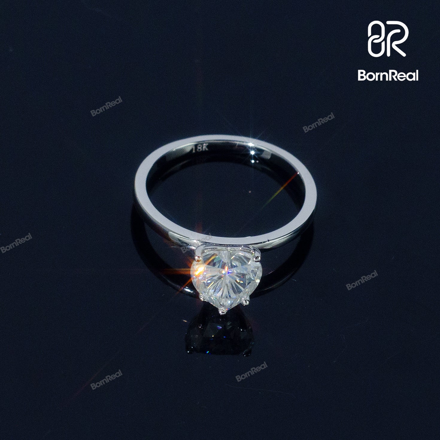 Solitaire Heart Shape Diamond Engagement Ring Bornreal Jewelry