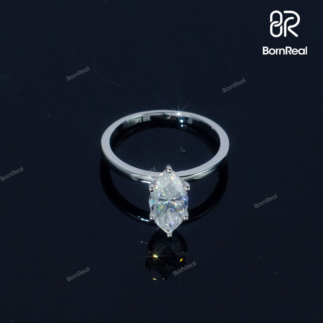 Marquise Moissanite Solitaire Engagement Ring 925 Silver 10K/14K/18K Real Gold Diamond Jewelry