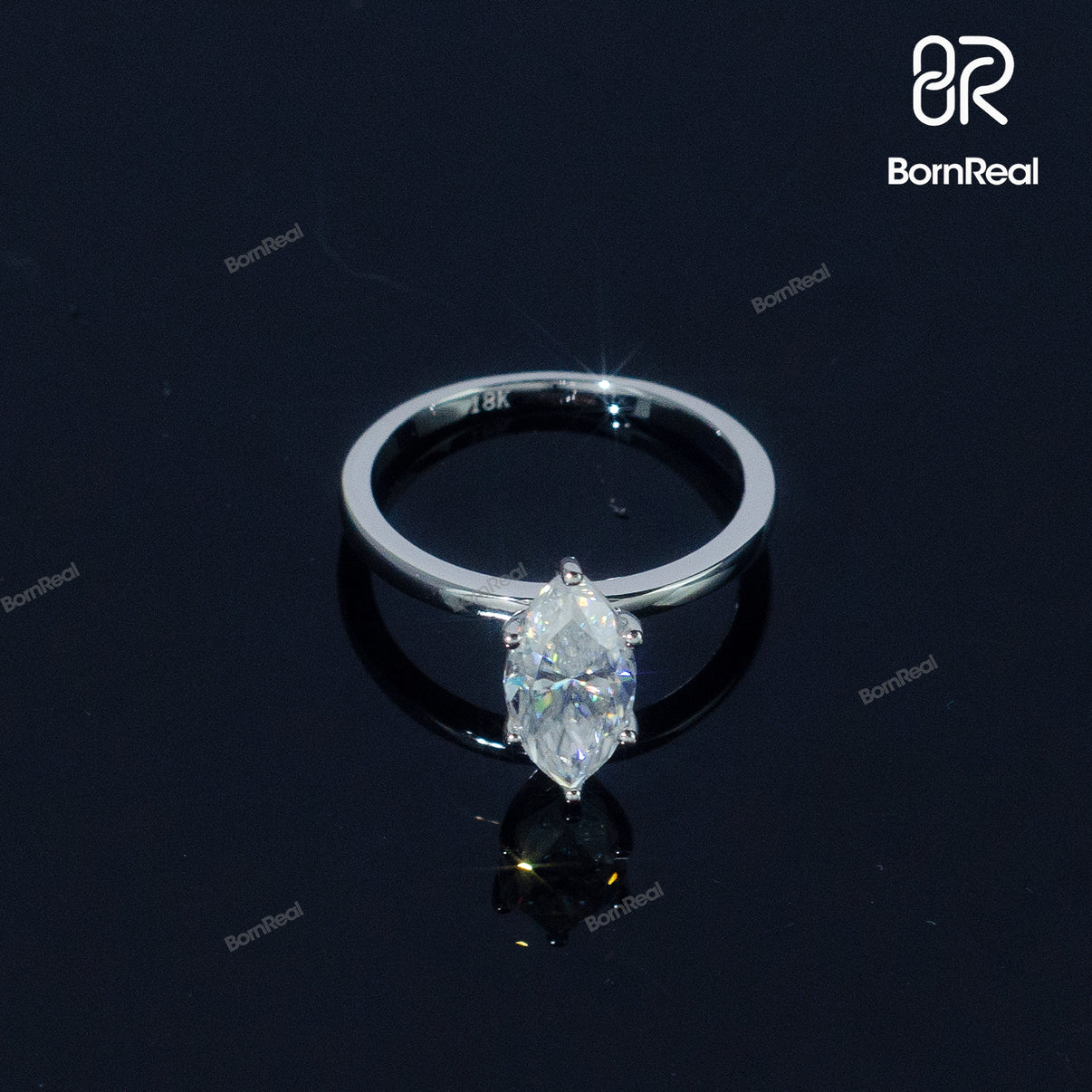 Marquise Moissanite Solitaire Engagement Ring 925 Silver 10K/14K/18K Real Gold Diamond Jewelry
