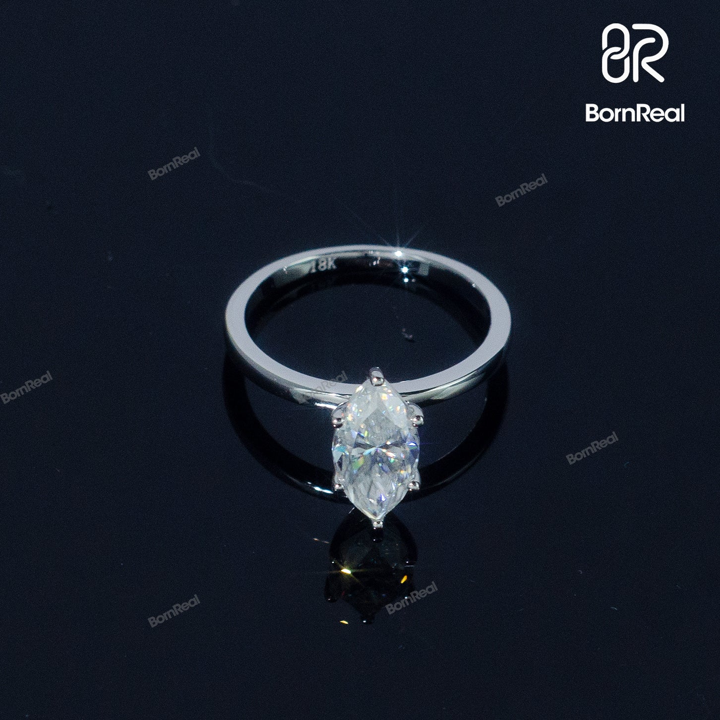 Marquise Moissanite Solitaire Engagement Ring 925 Silver 10K/14K/18K Real Gold Diamond Jewelry