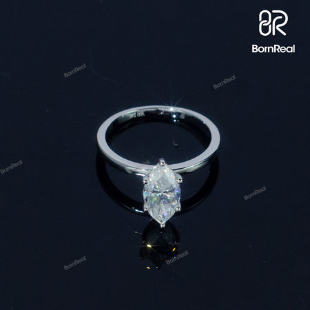 Marquise Moissanite Solitaire Engagement Ring 925 Silver 10K/14K/18K Real Gold Diamond Jewelry