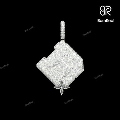 Colgante inicial personalizado de plata con letra R helada 