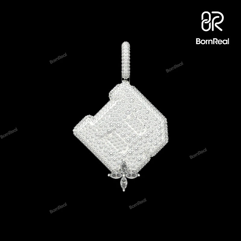 Colgante inicial personalizado de plata con letra R helada 