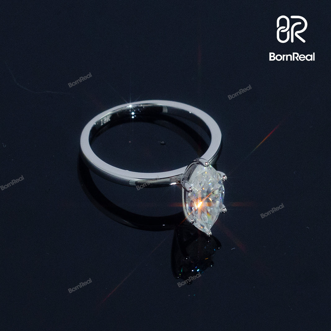Marquise Moissanite Solitaire Engagement Ring 925 Silver 10K/14K/18K Real Gold Diamond Jewelry