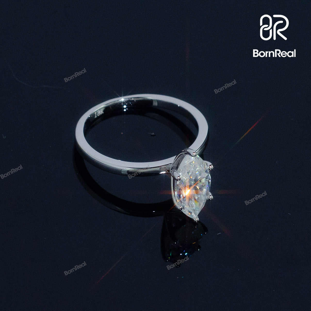 Marquise Moissanite Solitaire Engagement Ring 925 Silver 10K/14K/18K Real Gold Diamond Jewelry