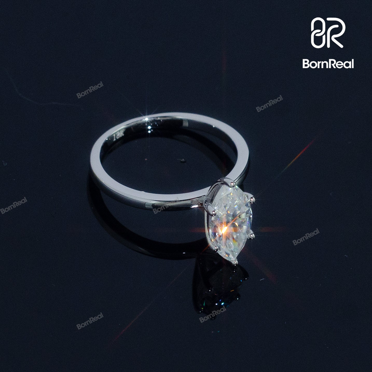 Marquise Moissanite Solitaire Engagement Ring 925 Silver 10K/14K/18K Real Gold Diamond Jewelry
