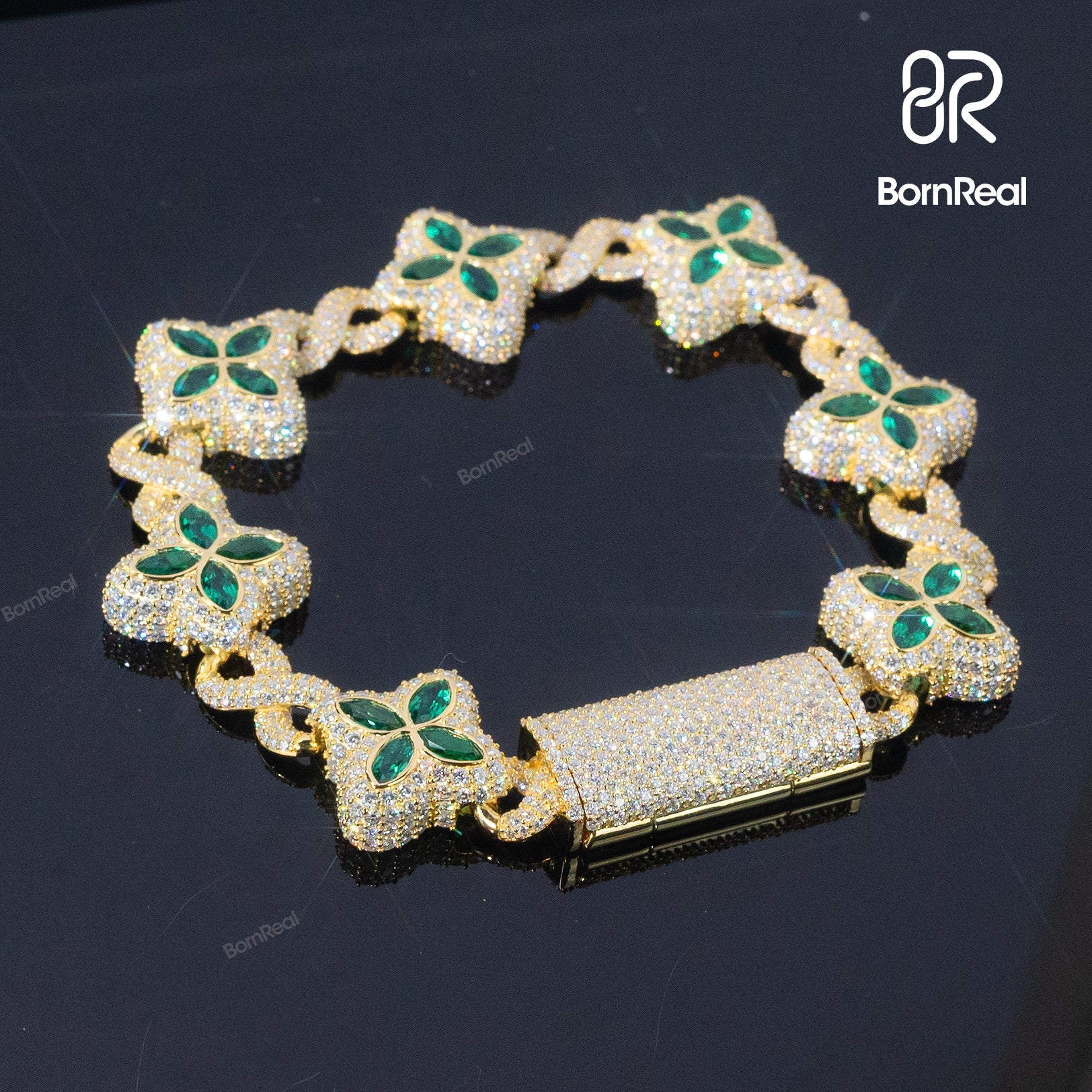 Bonus Gift Deal – VVS Moissanite Clover Cuban Chain + Bracelet