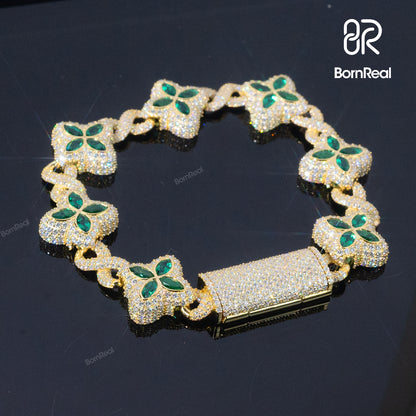 Bonus Gift Deal – VVS Moissanite Clover Cuban Chain + Bracelet