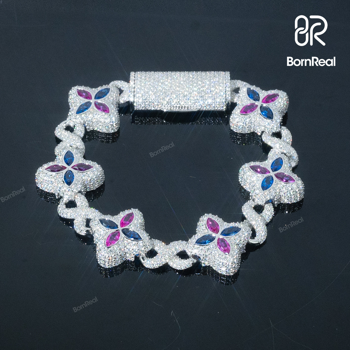 Bonus Gift Deal – VVS Moissanite Clover Cuban Chain + Bracelet