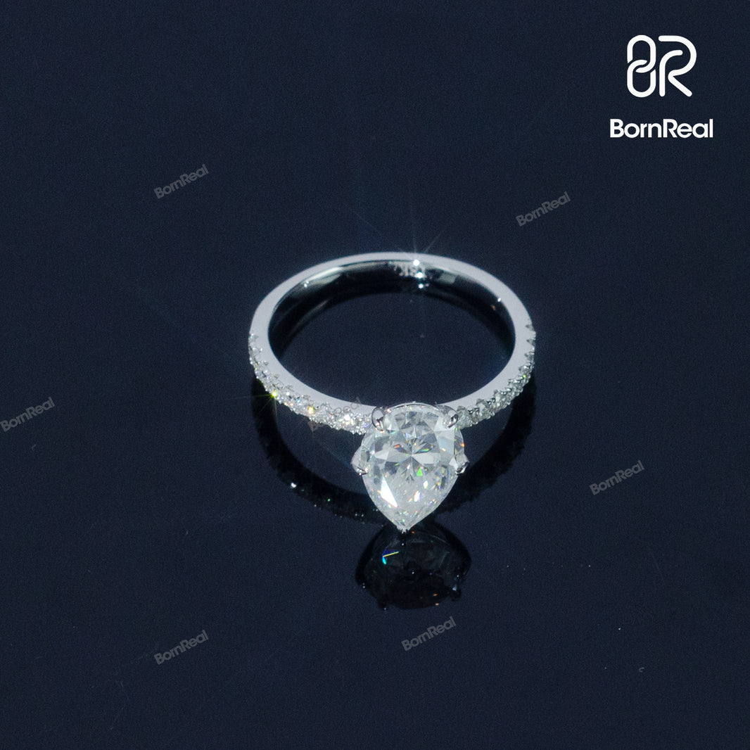 Solitaire Pear Cut Moissanite Engagement Ring 925 Silver 10K/14K/18K Real Gold Diamond Jewelry