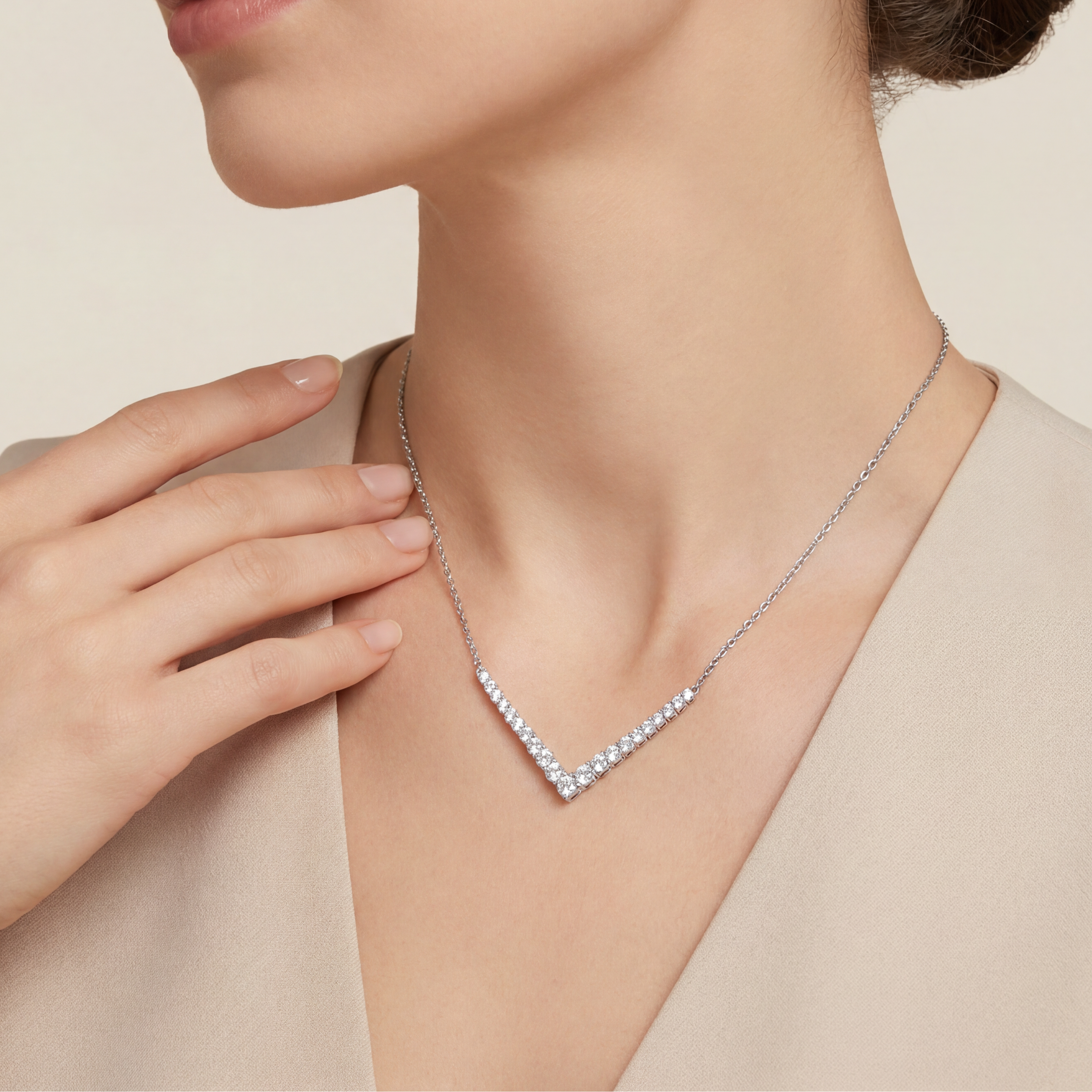 Chevron V-Bar Pendant Necklace
