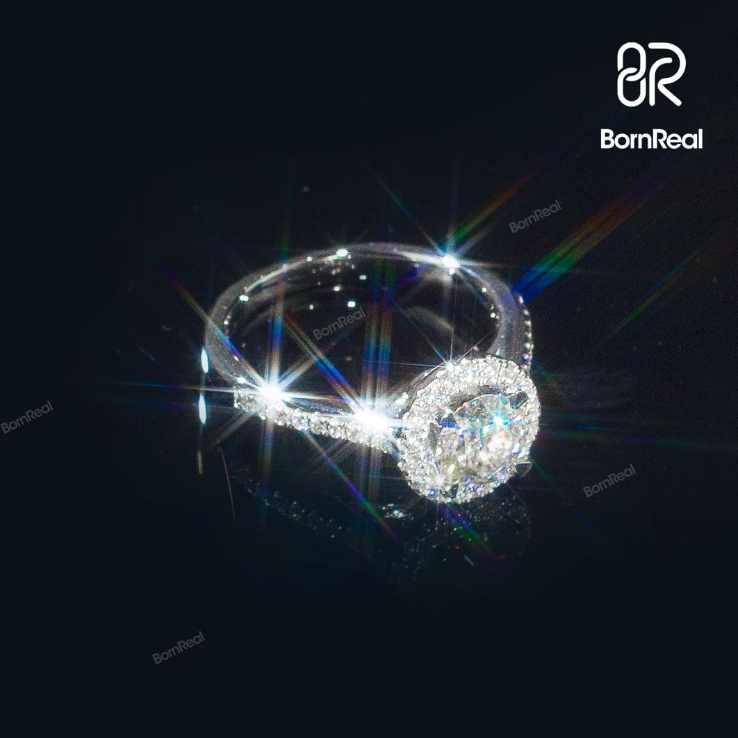 1.3ct. VVS Moissanite Diamond Round Engagement Ring Bornreal Jewelry - Bornreal Jewelry