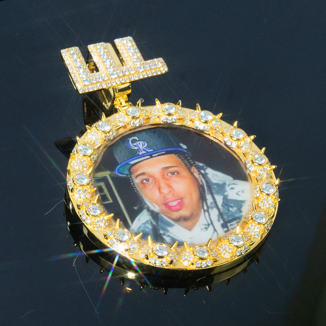Custom Memory Photo Coin Pendant with Initial Bail