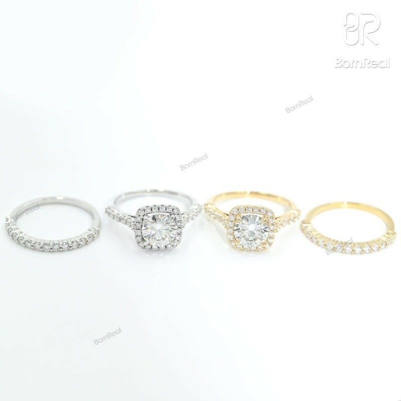 3.1ct. VVS Moissanite Wedding Ring Fine Jewelry（Two Rings）